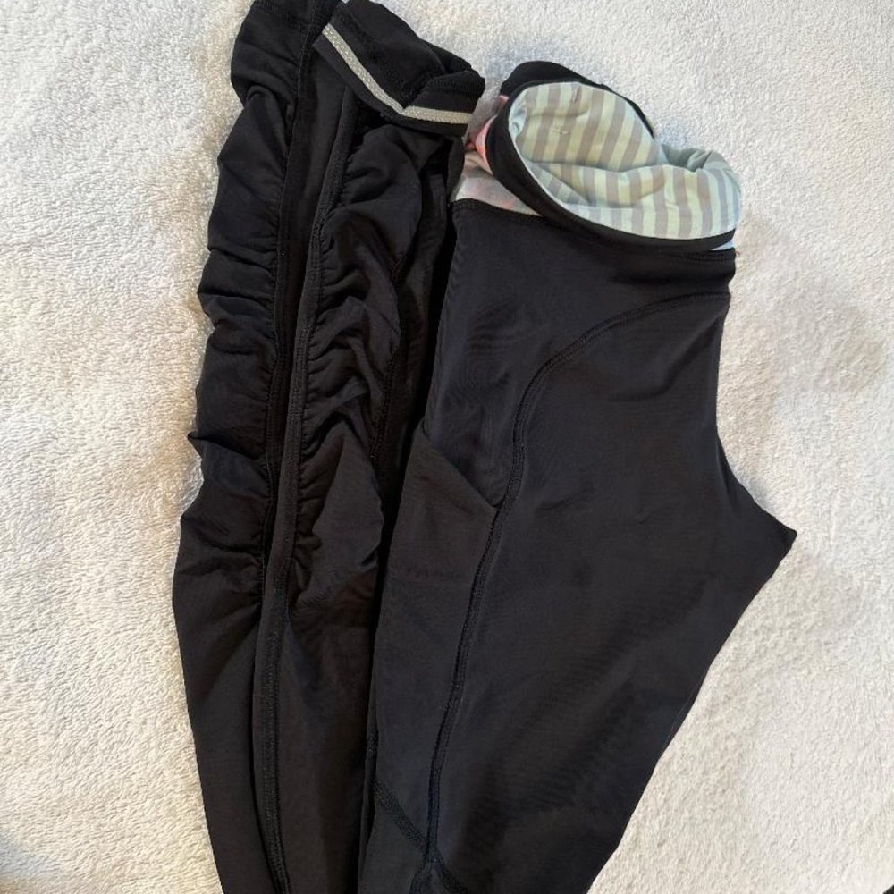 Lululemon Black Leggings with Colorful Waist Line Size 2 - Picture 2 of 7